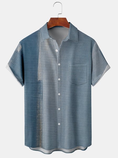 

Men's Casual Printed Front Button Soft Breathable Chest Pocket Casual Hawaiian Shirt, Blue, Men's Floral shirt