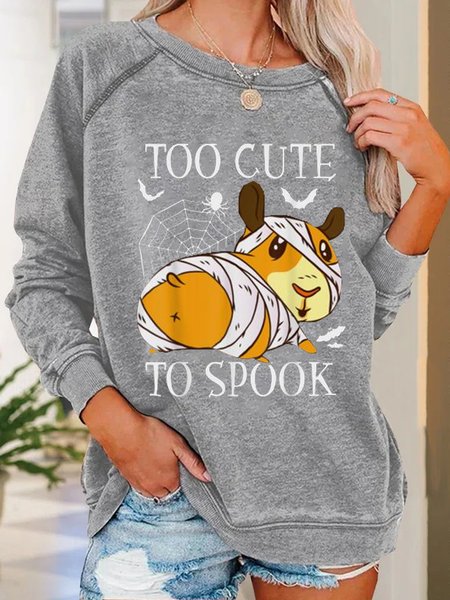 

Women Funny Too Cute To Spook Crew Neck Halloween Sweatshirts, Gray, Hoodies&Sweatshirts