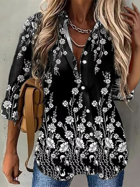 

Casual Floral Blouse, Black, Shirts & Blouses