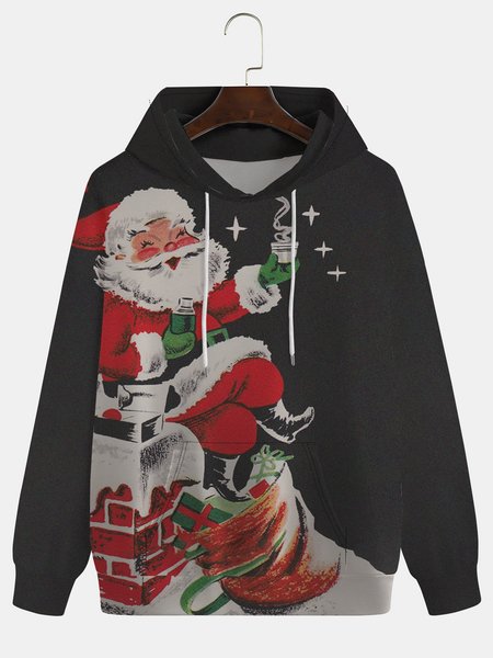 

Men's Christmas Graphic Print Hoodie, Black, Hoodies&Sweatshirts
