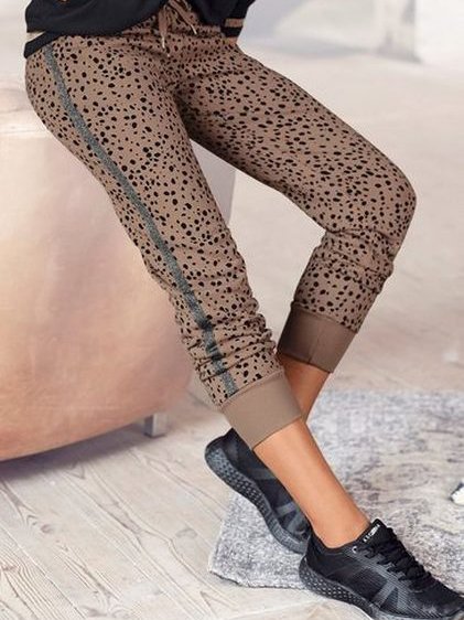 

Polka Dots Regular Fit Sweatpants, Camel, Pants