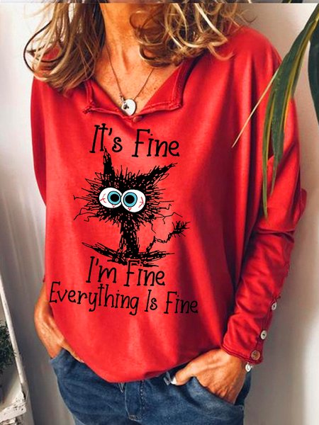 

Womens I Am Fine Funny Casual Sweatshirt, Red, Hoodies&Sweatshirts