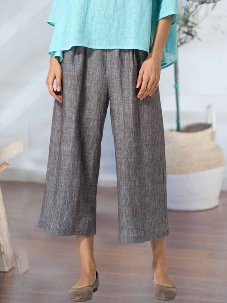 

Regular Fit Plain Cotton-Blend Casual Pants, Deep gray, Pants
