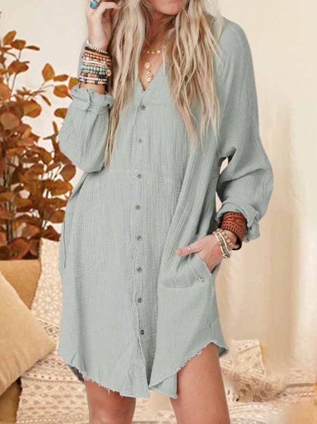 

Plain Regular Fit Casual Cotton-Blend Blouse, Green, Blouses & Shirts