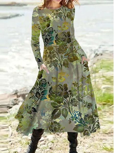 

Casual Cotton-Blend Floral Dresses, Multicolor, Dresses