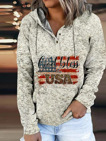 

Casual Autumn America Flag Polyester Micro-Elasticity Daily Loose Off Shoulder Sleeve Regular Sweatshirts for Women, Gray, Hoodies & Sweatshirts