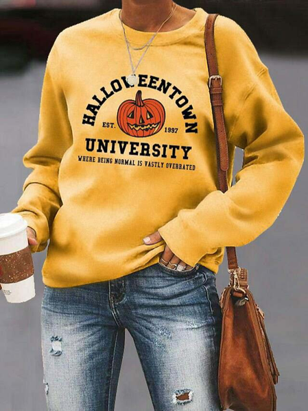 

Cartoon Crew Neck Casual Sweatshirts, Yellow, Sweatshirts & Hoodies