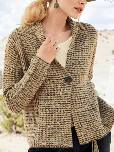 

Solid color gradient button lapel cardigan, Multicolor, Cardigans