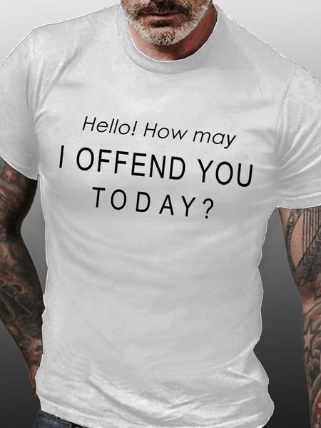

Men Temperament Offend Casual Text Letters T-Shirt, White, T-shirts