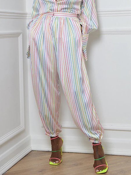 

Urban Color Block Loose Fashion Pants, Multicolor, Pants