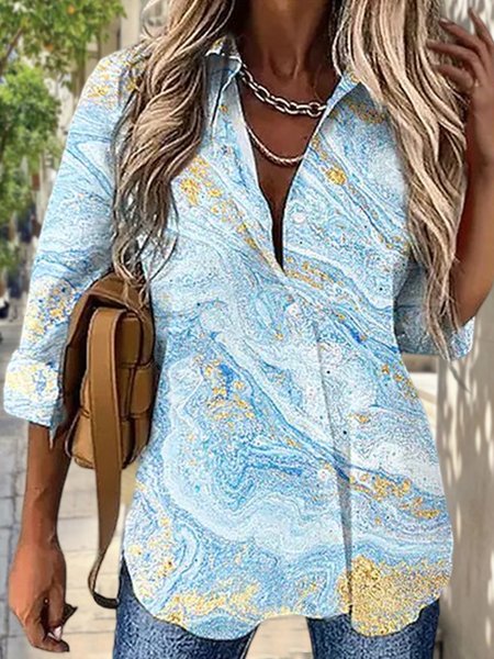 

Abstract Regular Sleeve Blouse, Multicolor, Shirts & Blouses