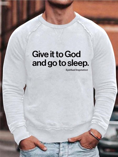 

Men God Sleep Letters Simple Loose Sweatshirt, White, Hoodies&Sweatshirts