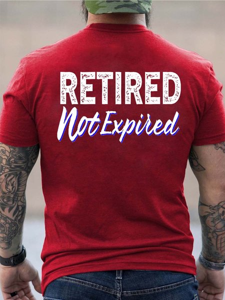 

Men Retired Not Expired Text Letters T-Shirt, Red, T-shirts