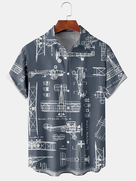 

Men's Casual Short Sleeve Hawaiian Shirt with Chest Pocket, Grey-blue, Short Sleeve Shirts