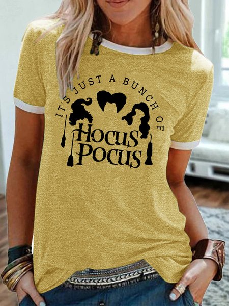 

Womens It's Just a Bunch of Hocus Pocus Halloween Casual T-Shirt, Yellow, T-shirts