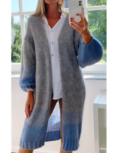 

Loose Color Block Sweater Coat, Multicolor, Sweaters