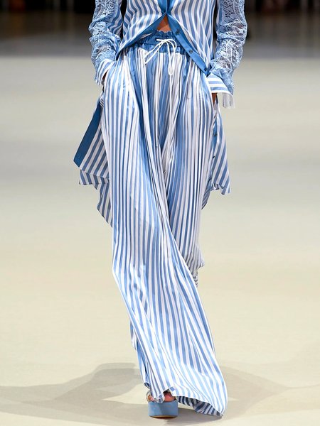 

Casual Loose Fashion Straight Pants, Blue, Pants