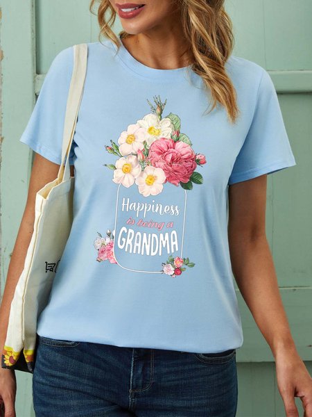 

Women Being Grandma Family Plant Loose Casual T-Shirt, Light blue, T-shirts