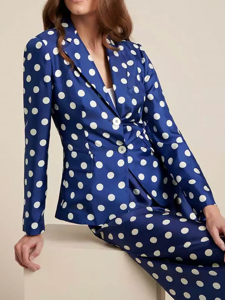 

Regular Fit Lapel Collar Polka Long sleeve Dots Urban Polka Dots Blazer, Blue, Blazers