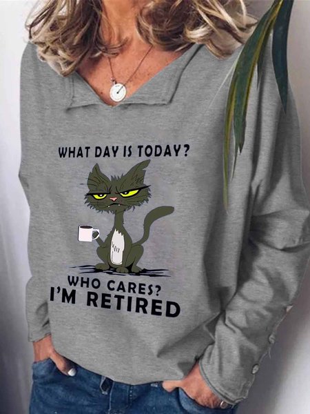 

Halloween Casual Animal Regular Fit Cotton-Blend Top, Gray, T-Shirts