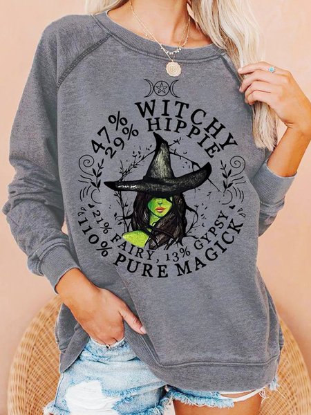 

Womens Halloween Witch Letters Casual Sweatshirt, Gray, Hoodies&Sweatshirts