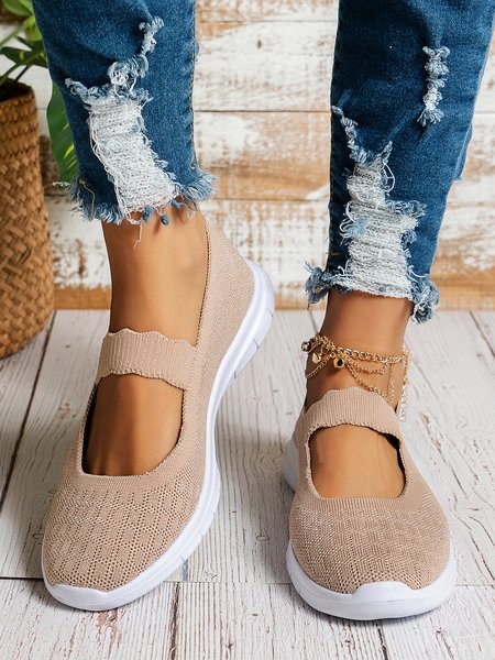 

Lightweight Breathable Non-Slip Flyknit Mesh Sneakers, Dusty pink, Sneakers