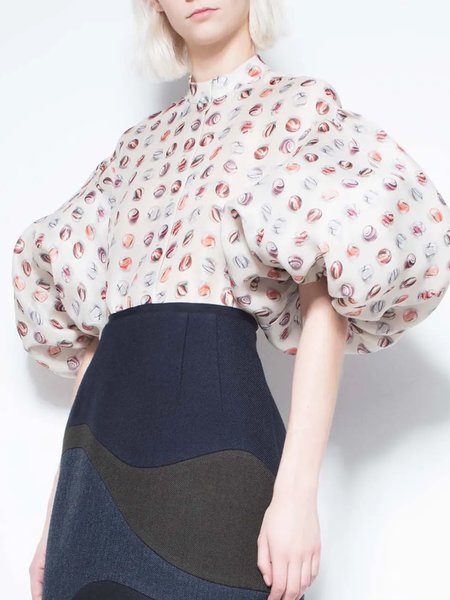 

Women Abstract Autumn Urban Polyester Daily 1 * Top Half sleeve Regular Regular Size Blouse, Multicolor, Blouses and Shirts