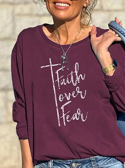 

Loose Cotton-Blend Text Letters T-Shirt, Red, Sweatshirts & Hoodies
