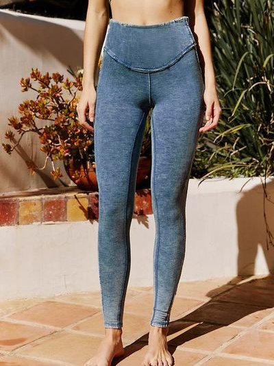 

Basics Casual Tight Leggings, Blue, Leggings