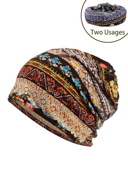 

Women Vintage Paisley All Season Printing Breathable Commuting Polyester Cotton Turban Regular Hat, Coffee, Hats & Headwear