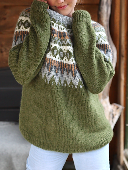 

Geometric Loose Casual Sweater, Green, Sweaters