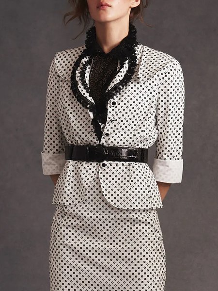 

Urban Lapel Collar Regular Fit Polka Dots Blazer, Black-white, Blazers