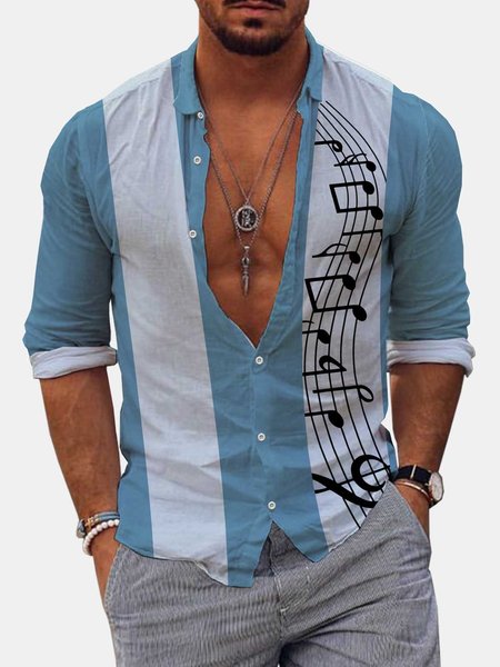 

Cotton Linen Hawaiian Long Sleeve Billiard Shirt, Blue, Long Sleeve Shirts