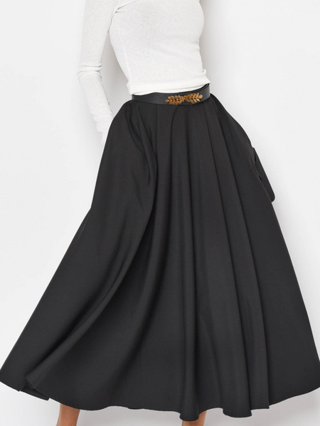 

Women Plain Autumn Urban Polyester Long Umbrella A-Line Regular Regular Size Skirt, Black, Skirts