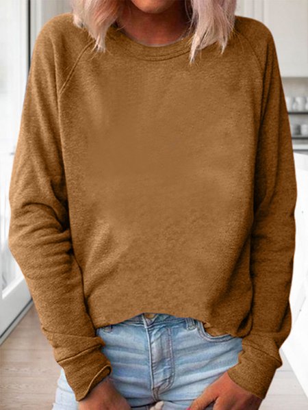 

Women Plain Regular Fit Sweatshirts, Khaki, Hoodies&Sweatshirts