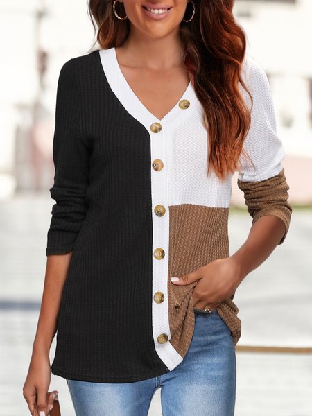 

Color Block Casual Regular Fit Tops, Multicolor, Shirts & Blouses