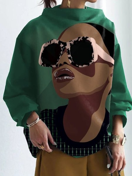 Autumn Urban Figure No Elasticity Daily Loose 1 * Top Regular Regular Blouse for Women, Green, Blouses and Shirts