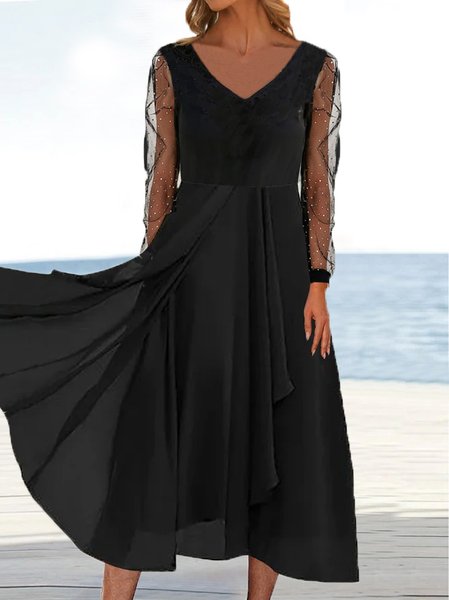 

Chiffon V Neck Casual Dresses, Black, Dresses