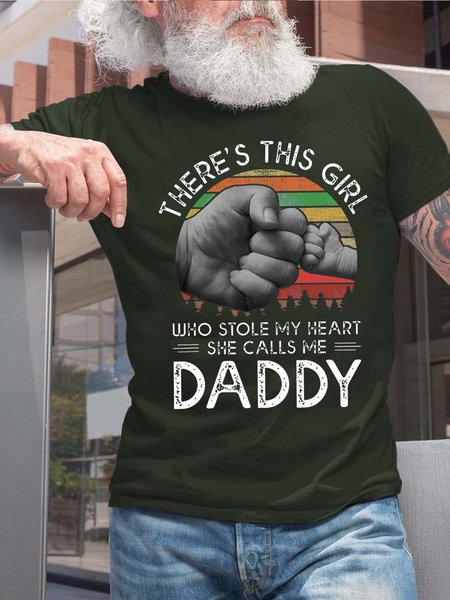 Men Girl Love Heart Daddy Family Casual T-Shirt, Darkgreen, T-shirts