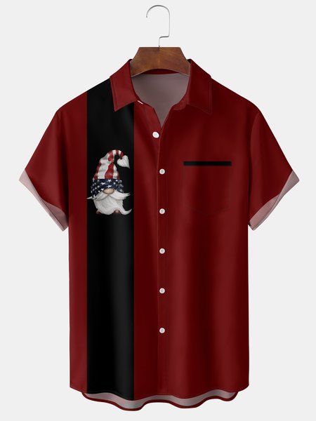 

Mens Christmas Print Anti-Wrinkle Moisture Wicking Short Sleeve Shirt Hawaiian Lapel Top, Red, Short Sleeve Shirts