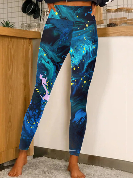 

Women Abstract Art Color Rendering Regular Fit Leggings, As picture, Leggings