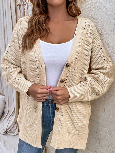 

Plain Loose Sweater Coat, Khaki, Sweaters