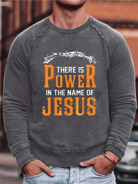 

Men Power Jesus Beliefs Cotton-Blend Simple Sweatshirt, Gray, Hoodies&Sweatshirts