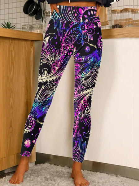 

Women Paisley Pattern Colorful Paisley Regular Fit Leggings, As picture, Leggings