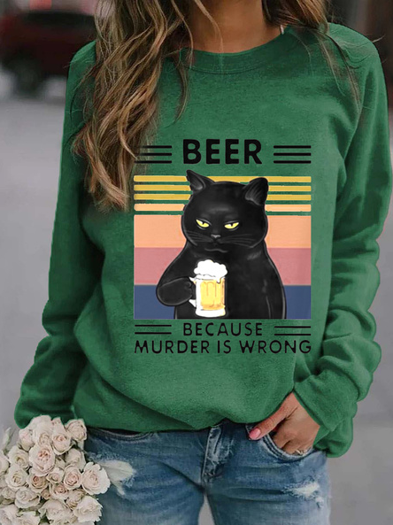 

Casual Text Letters Autumn Polyester Loose Long sleeve Crew Neck H-Line Regular Sweatshirts for Women, Green, Sweatshirts & Hoodies
