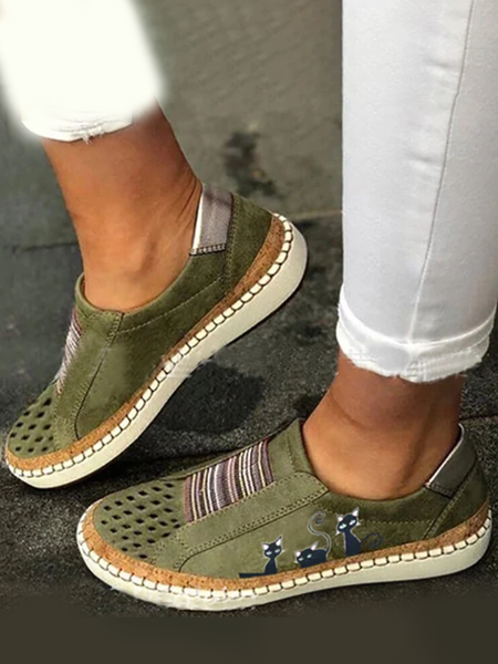 

All Season Hollow-Out Flats, Army green, Sneakers