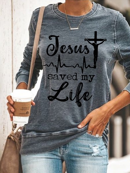 

Jesus Saved My Life Women's Sweatshirt, Gray, Hoodies&Sweatshirts