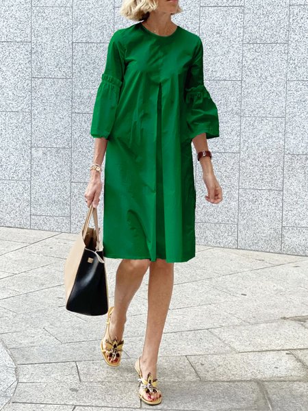 

Plain Autumn Urban Polyester Daily Midi 1 * Dress Regular Regular Size Dresses for Women, Green, Midi Dresses