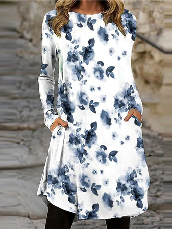 

Casual Loose Cotton-Blend Dresses, White, Dresses