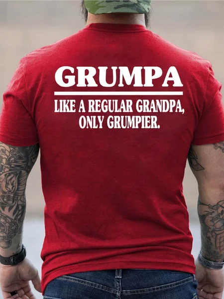 

Men Regular Grandpa Grumpa Letters Basics T-Shirt, Red, T-shirts